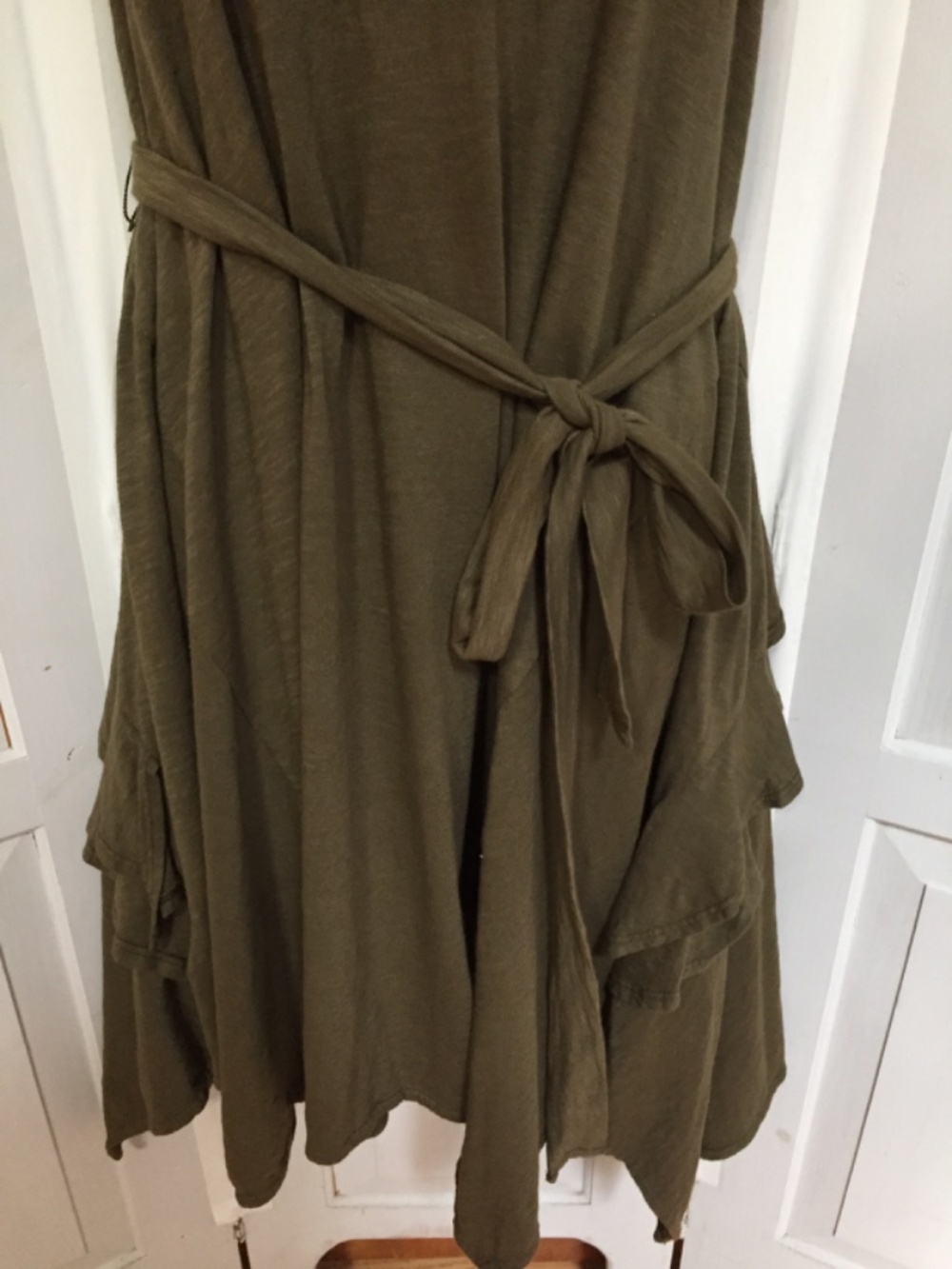 Wilt Olive Green Sleeveless Tank Dress w/ Tie Waist & Back Ruffle - Picture 4 of 15